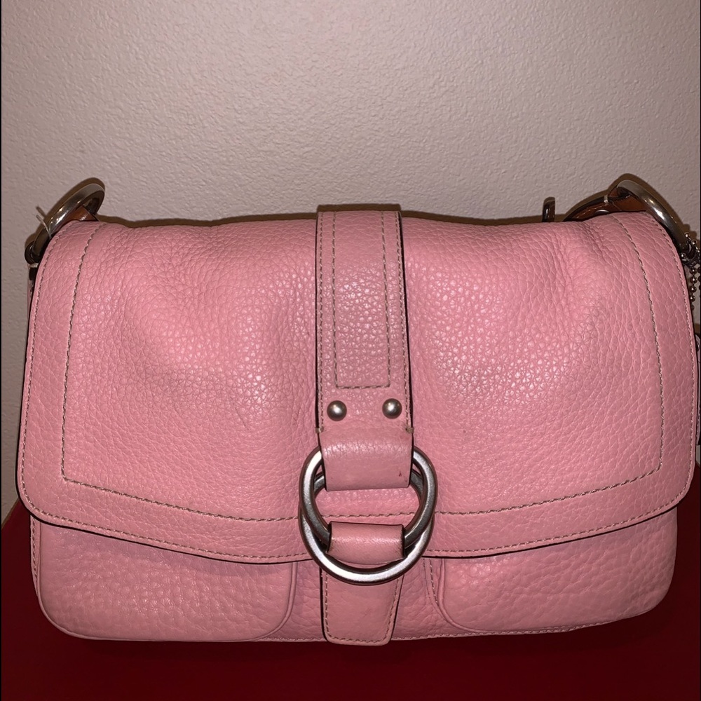 pretty pink coach shoulder bag